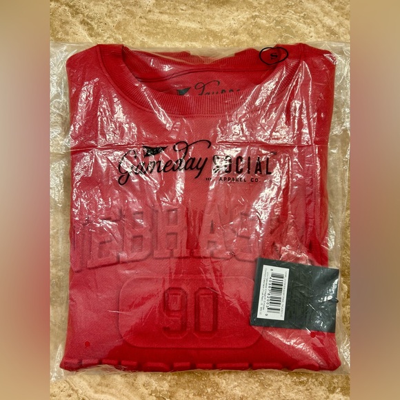 Gameday Social Vintage 81 Crew Nebraska Pullover Sweatshirt Embossed Red Medium - Picture 4 of 5